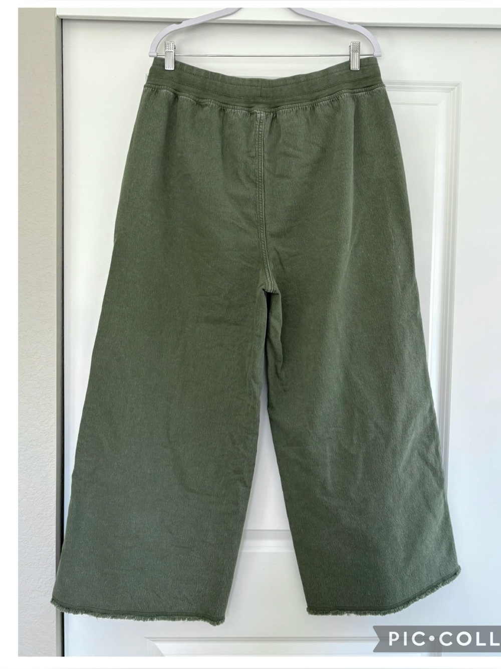 Aerie Soft Landing Wide Leg Pants Olive Green Large Short Drawstring - Picture 5 of 6
